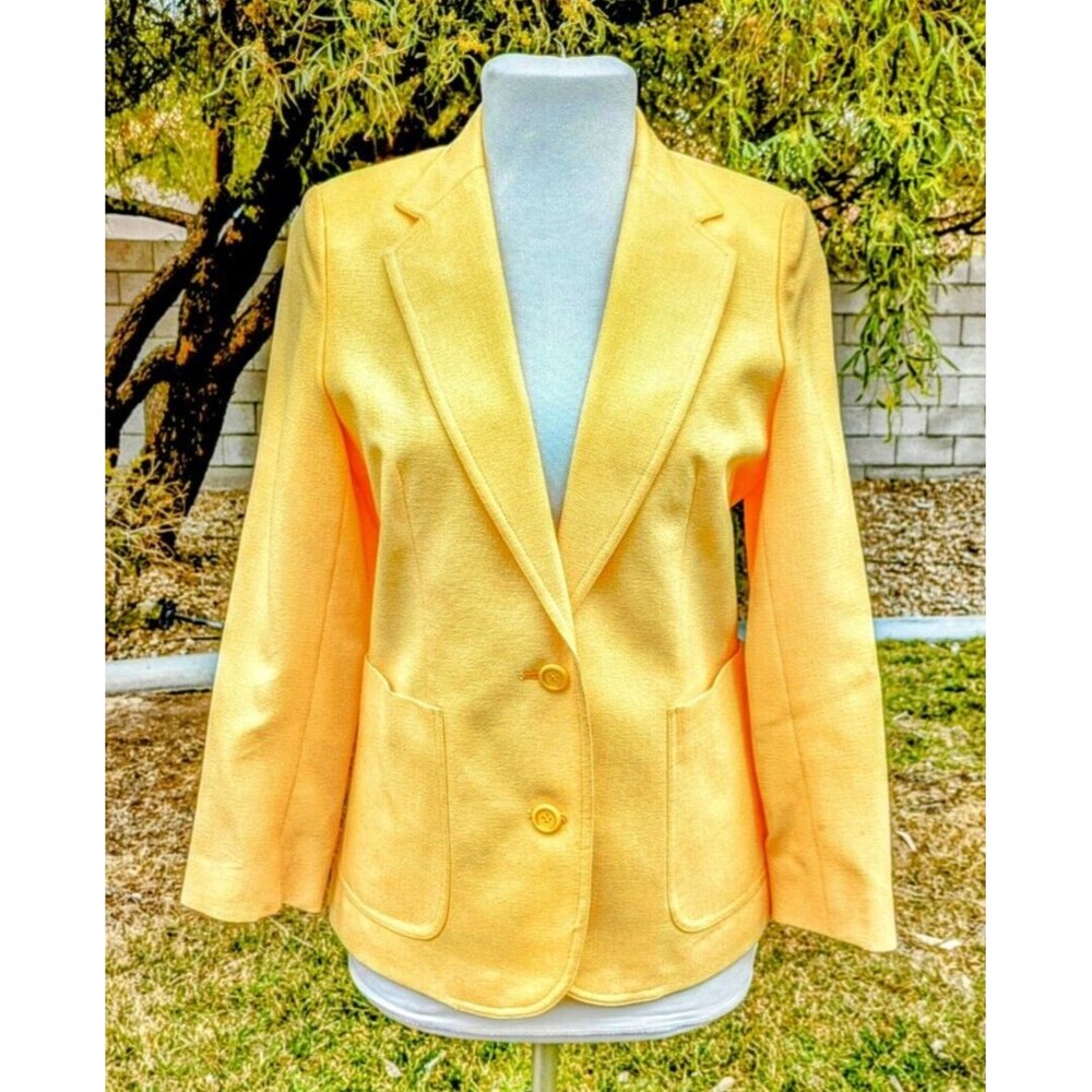 Ohkura Tokyo Femina 1980s Japanese Sun Yellow Womens Sz4P Blazer Suit Jacket EUC